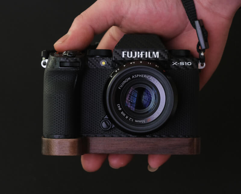 HandMade Fujifilm XS10 X-S10 Ebony Walnut Wood Base Hand Extension
